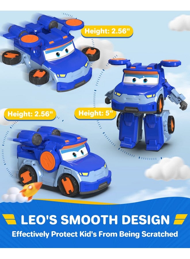 Super Wings 5 Inch Transformable Toys Leo Action Figure, Transforming Airplane to Robot, Season 5 New Character, Fun Toy Plane for 3 4 5 Years Old Boys Girls, Preschool Birthday Gift for Kids, Blue - Image 5