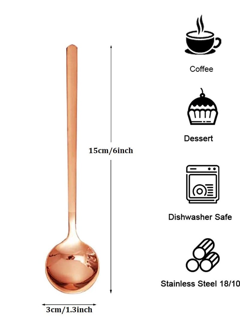 Comicfs 8Pcs 6 Inch Rose Gold Stainless Steel Espresso Spoons Coffee Spoons Teaspoons Set For Coffee Sugar Dessert Cake Ice Cream Soup Antipasto Cappuccino (8 Spoons Rose Gold - Image 2