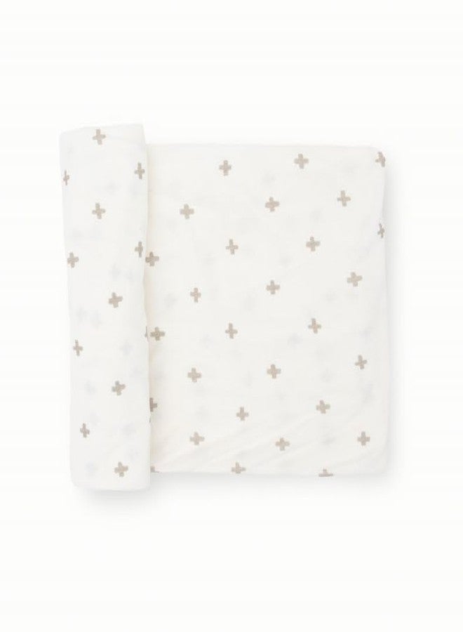 little unicorn بطانية لف الأطفال من ليتل يونيكورن مصنوعة من قماش ناعم ومطاطي | فائقة النعومة مع مرونة وتنفس مثالي لللف (رمادي متقاطع) - Image 1