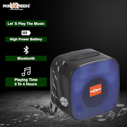 Pick Ur Needs Wireless Rechargeable Portable Bluetooth Speaker | Water Proof | Splash Proof | Premium Speaker Compatible with All Mobile Phone (Black) - Image 3