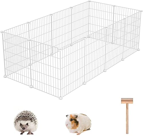 C&AHOME Pet Playpen, Small Animals Supplies, 12 Panels Exercise Playpens Cage, C Grids Portable Yard Fence Indoor, Ideal for Guinea Pigs, Puppy Pet Products, DIY Metal Playpens, 12" × 15" White - Image 1