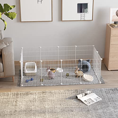 C&AHOME Pet Playpen, Small Animals Supplies, 12 Panels Exercise Playpens Cage, C Grids Portable Yard Fence Indoor, Ideal for Guinea Pigs, Puppy Pet Products, DIY Metal Playpens, 12" × 15" White - Image 4