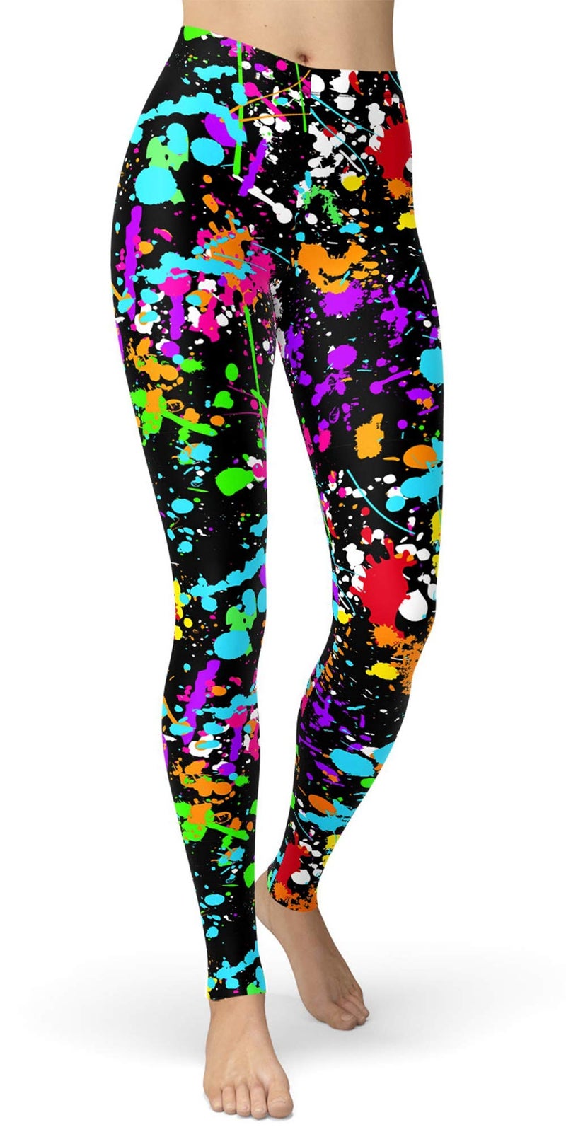 sissycos Women's 80s Leggings Artistic Splash Printed Buttery Soft Stretchy Pants (Small, Color Splash) - Image 1