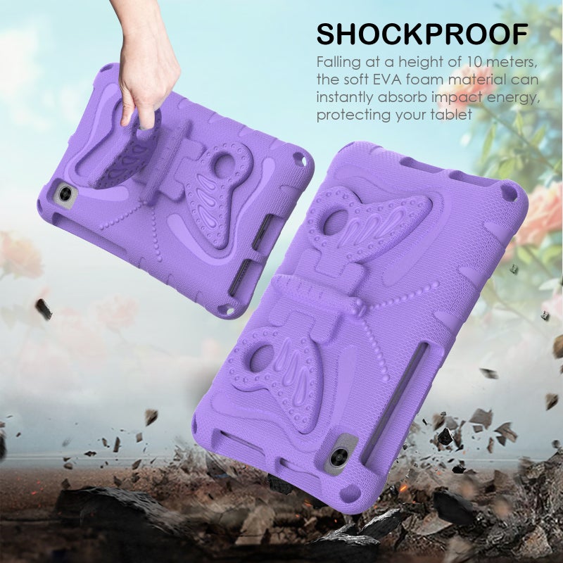 erorex For Huawei Matepad T8 8.0 2020 Butterfly Bracket Eva Shockproof Tablet Case(Light Purple) - Image 3