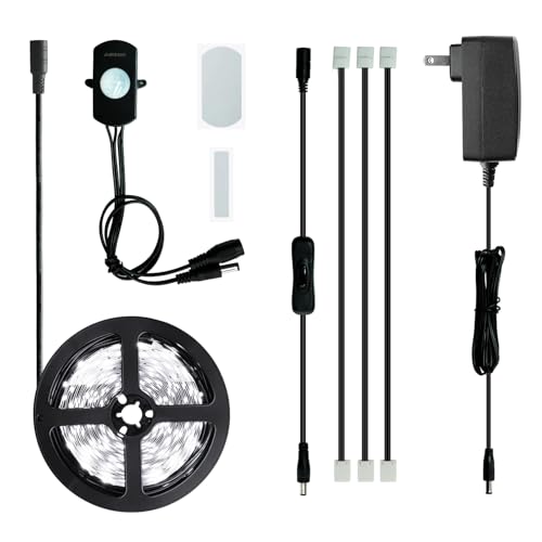 Sensky 19.7ft/6m Motion Activated LED Strip Light Kit with FCC Listed Adapter for Gun Safe, Under Cabinet, Under Bed, Pantry, Kitchen, Stairway, Closet Lighting (White 6000-6500K) - Image 1