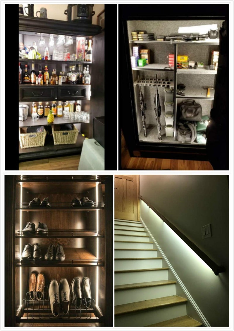 Sensky 19.7ft/6m Motion Activated LED Strip Light Kit with FCC Listed Adapter for Gun Safe, Under Cabinet, Under Bed, Pantry, Kitchen, Stairway, Closet Lighting (White 6000-6500K) - Image 2