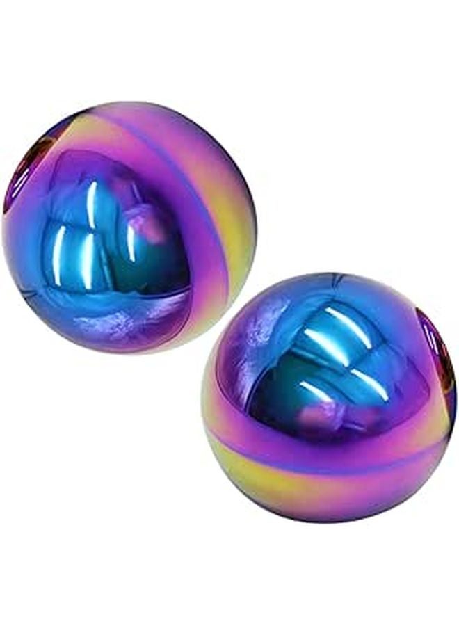 2 Pack 12cm Polished Stainless Steel Reflective Garden Mirror Globes For Lawn Patio Decor - Image 1