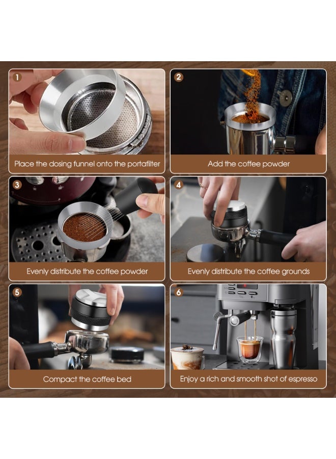 51mm Espresso Accessories Kit, Coffee Distributor and Tamper Leveler, WDT Tool and Dosing Funnel Set Fits Delonghi 51 mm Espresso Machines and Portafilters - Image 5