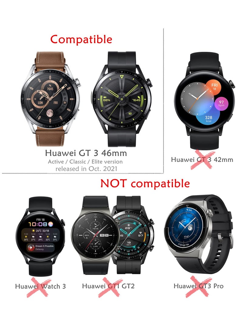 كاست ويف حافظة واقية متوافقة مع ساعة Huawei Watch GT 3 مقاس 46 ملم، 3 عبوات من حافظة TPU المرنة الشاملة مع واقي الشاشة (أسود، شفاف) - Image 3