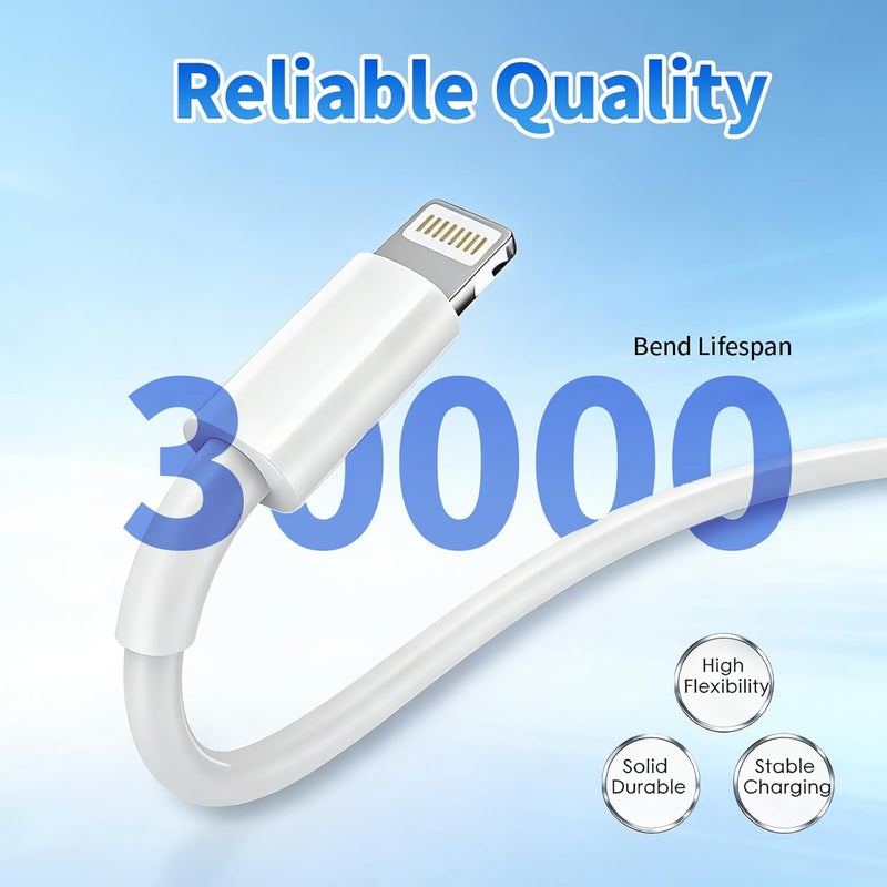 Ximytec [MFi Certified] USB C to Lightning Cable 3Pack 10FT iPhone Fast Charger Cable Type C Charging Cord Compatible with iPhone 14 13 13 Pro Max 12 12 Pro Max 11 XS XR X 8 iPad,White - Image 4