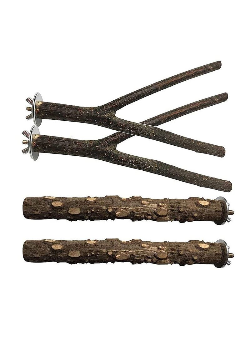 حامل ببغاء شائك من الخشب الطبيعي ، لعبة على شكل فرع ، عصا طحن بمخلب من أجل الطيور الصغيرة والمتوسطة الحجم ، ملحقات قفص كونور ببغاء كوكاتيل - Image 1