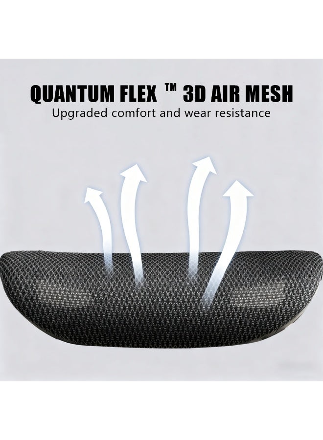 ميشيدا كرسي مكتب شبكي إرجوني، كرسي مكتب منزلي مريح بدعم пояс قابل للتعديل ووسادة رأس وذراعين ثلاثية الأبعاد ومنصة القدم، كراسي ألعاب كمبيوتر ذات ظهر عالي كبير قابل للإمالة للمنزل والمكتب، تحمل 350 باوند (شبكي، أسود) - Image 2