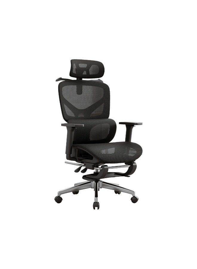 ميشيدا كرسي مكتب شبكي إرجوني، كرسي مكتب منزلي مريح بدعم пояс قابل للتعديل ووسادة رأس وذراعين ثلاثية الأبعاد ومنصة القدم، كراسي ألعاب كمبيوتر ذات ظهر عالي كبير قابل للإمالة للمنزل والمكتب، تحمل 350 باوند (شبكي، أسود) - Image 1