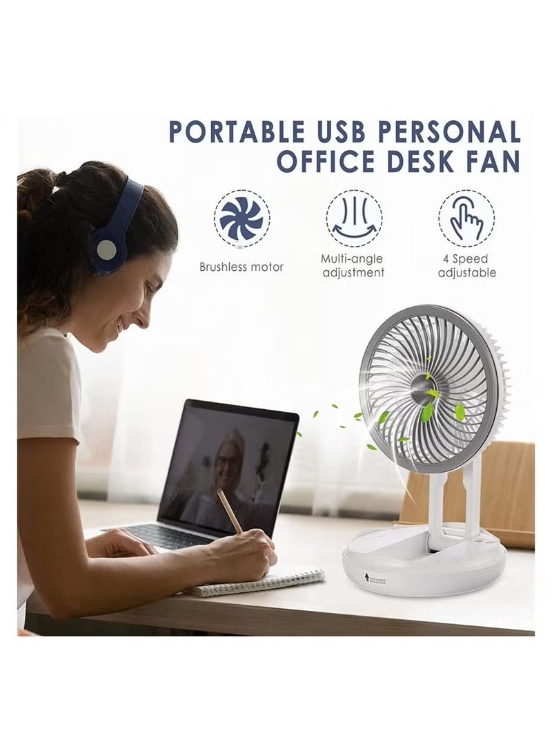 Portable Fan for Travel, USB Rechargeable Small Fan with 4000mAh Battery 4 Wind Speeds, Air Circulator and Foldable Silent Personal Fan for Bedroom Bedside Desktop Camp Tent - Image 3