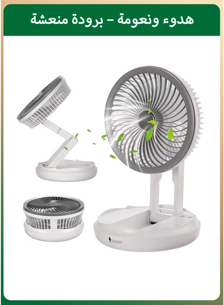 Portable Fan for Travel, USB Rechargeable Small Fan with 4000mAh Battery 4 Wind Speeds, Air Circulator and Foldable Silent Personal Fan for Bedroom Bedside Desktop Camp Tent - Image 1