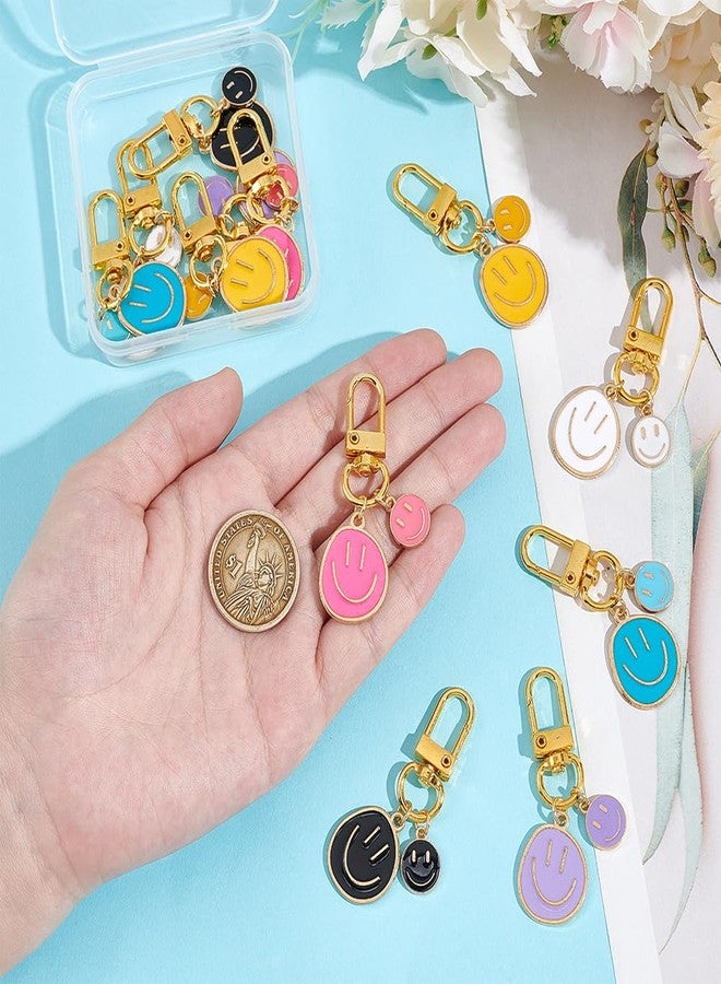 UNICRAFTALE 12Pcs 6 Colors Smile Expression Keychains Smile Face Cute Pendant Decoration with Alloy Swivel Clasps for Women Bag Charms Key Chains Car Key Pendant for Purse Handbag Decoration - Image 4