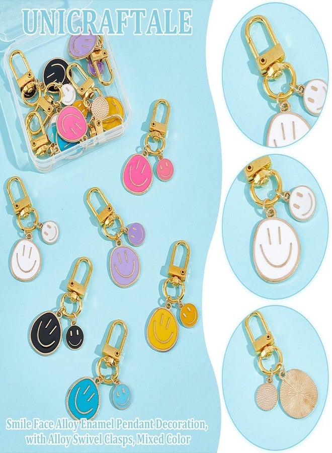 UNICRAFTALE 12Pcs 6 Colors Smile Expression Keychains Smile Face Cute Pendant Decoration with Alloy Swivel Clasps for Women Bag Charms Key Chains Car Key Pendant for Purse Handbag Decoration - Image 5