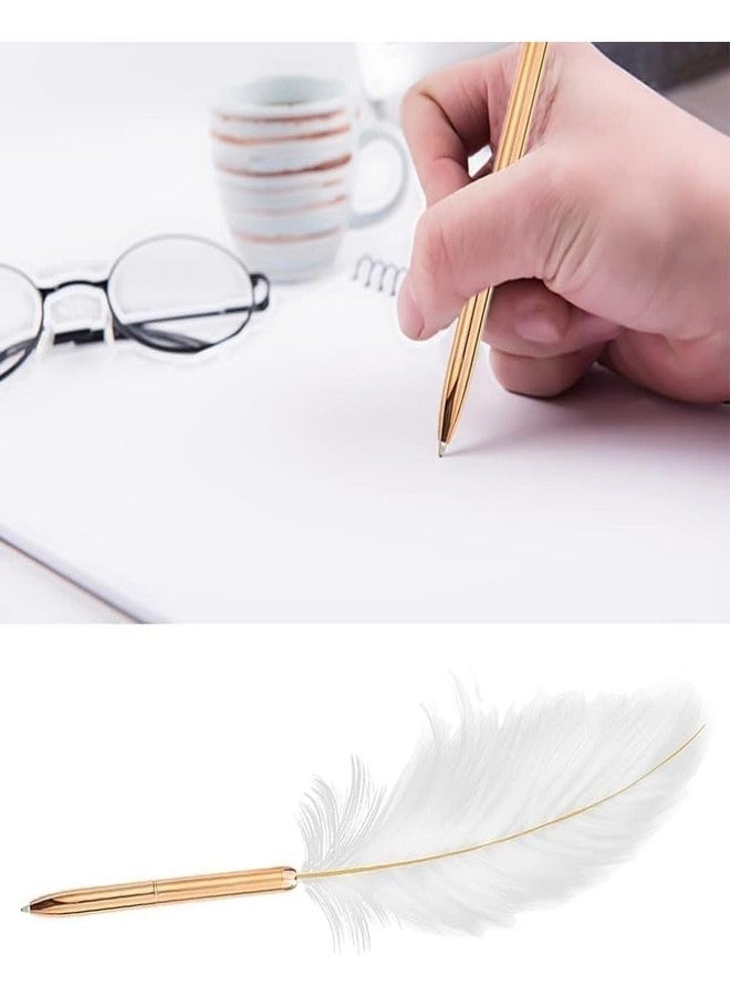 Zenarao White Retro Feather Ballpoint Pen, Exquisite Pen Refillable Ballpoint Pen for Wedding Office Business Gift Pens for Signing Artwork Journal Office Supplies - Image 3