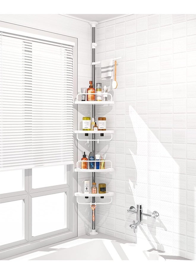 4 Layer Shelf Corner Shower Caddy Tension Pole, Stainless Steel Constant Tension Pole, Adjustable Corner Shower Shelf, Rustproof Floor Standing Rack ，1.1m to 2.6m - Image 2