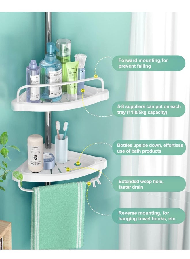 4 Layer Shelf Corner Shower Caddy Tension Pole, Stainless Steel Constant Tension Pole, Adjustable Corner Shower Shelf, Rustproof Floor Standing Rack ，1.1m to 2.6m - Image 4