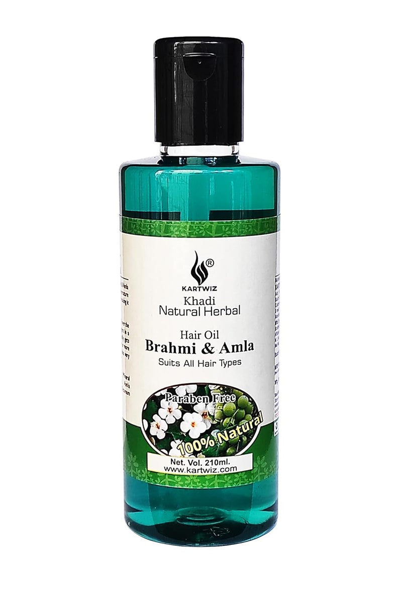 Khadi Natural Herbal Amla Brahmi Hair Oil For Growth Pack of 1 210 ml - Image 1