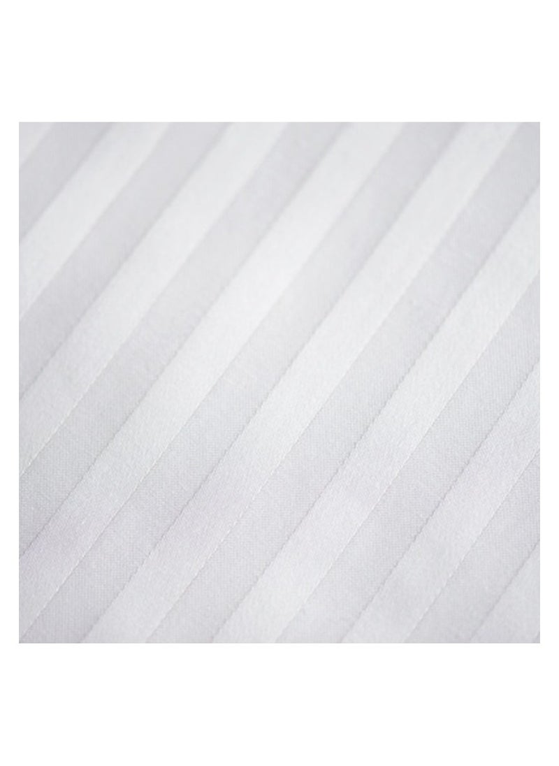 BedNHome Fitted Bed Sheet Set, 100% Egyptian Cotton, 350Tc, Stripe, 1Cm, White ,2Pillowcases. 160X200Cm  - Image 2