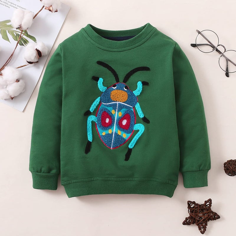 Bumeex Baby Toddler Boy Sweatshirt Clothes,Crewneck Long Sleeve Shirt Top Outfit Green 2t - Image 3