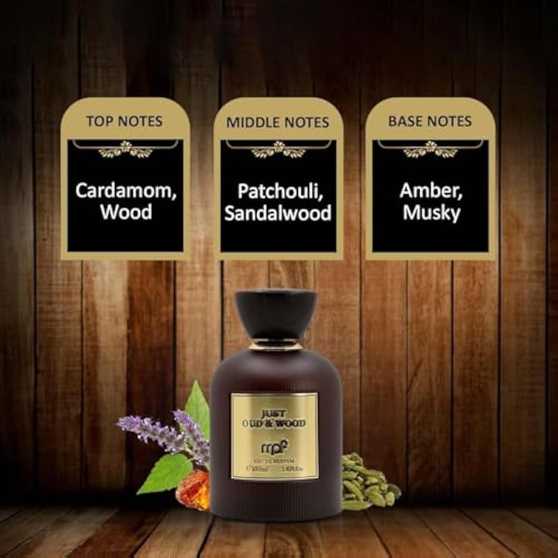 MPF Just Oud & Wood Eau De Parfum For Men 100ml - Image 3