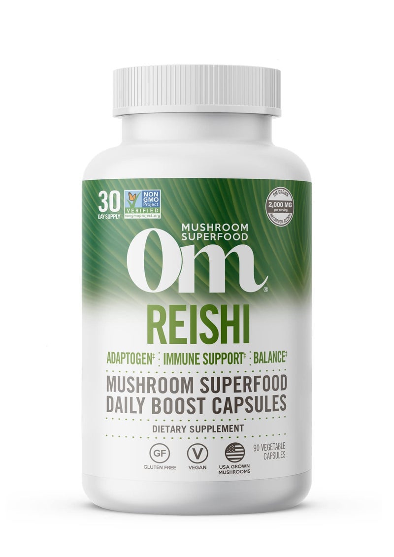 OM Mushroom Superfood Reishi Mushroom Capsules Supplement, Promotes Stress & Immune Support, 90 Count, 30 Days Supply - Image 1