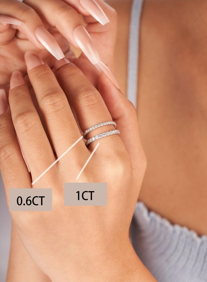 IMOLOVE Moissanite Wedding Band Wedding Rings for Women 925 Sterling Silver Rings with 18K White Gold Plated Eternity Stackable Engagement Ring Anniversary Band Size 6-et - Image 5