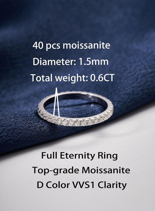 IMOLOVE Moissanite Wedding Band Wedding Rings for Women 925 Sterling Silver Rings with 18K White Gold Plated Eternity Stackable Engagement Ring Anniversary Band Size 6-et - Image 2