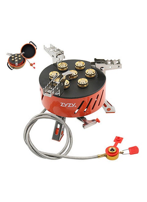 zyzy 7-Core Camping Stove 17800W High-Power Gases Burner Stove Backpacking Stove Windproof with Piezo Ignition Adjustable Valve Storage Bag