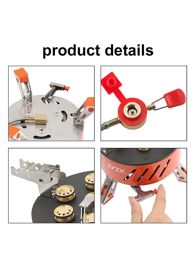 ZYZY - zyzy 7-Core Camping Stove 17800W High-Power Gases Burner Stove Backpacking Stove Windproof with Piezo Ignition Adjustable Valve Storage Bag - Image 1