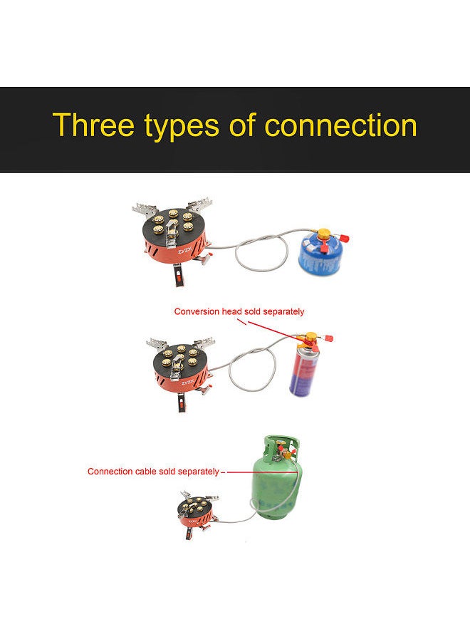 ZYZY - zyzy 7-Core Camping Stove 17800W High-Power Gases Burner Stove Backpacking Stove Windproof with Piezo Ignition Adjustable Valve Storage Bag - Image 1