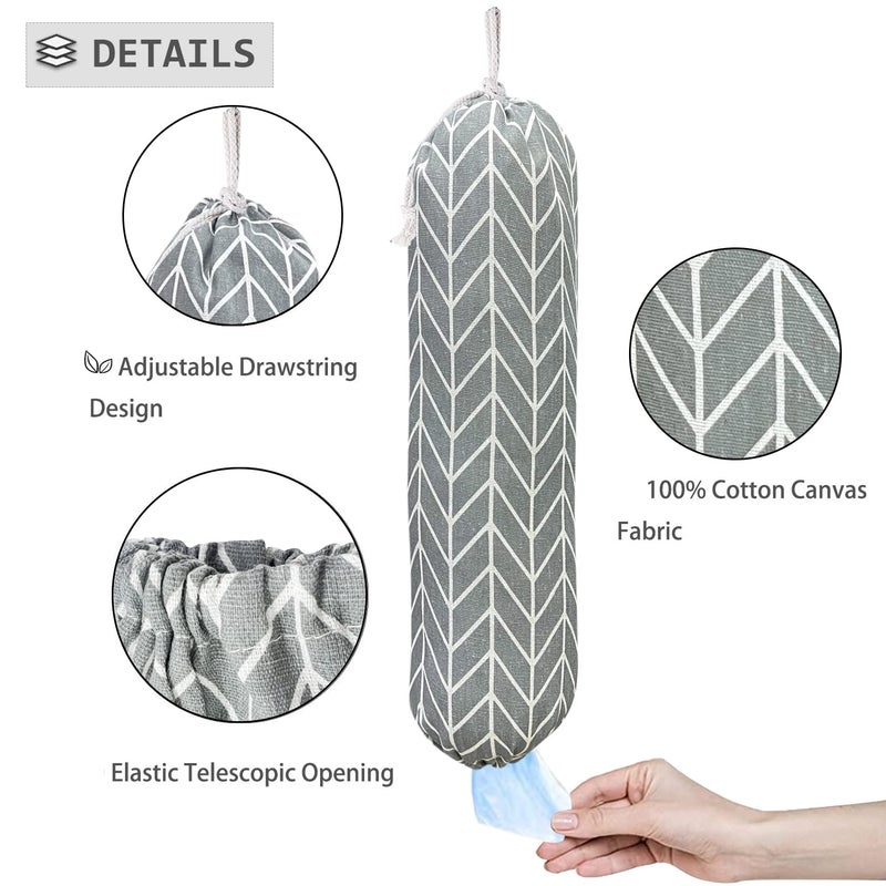 SYIPO Wall Mount Plastic Grocery Bag Organizer/Holder,Washable Shopping Bags Carrier,Storage Dispenser â€‹for Home Kitchen Travelling, Free Adjustment with Drawstring, Large, Gray, 22x9" - Image 3