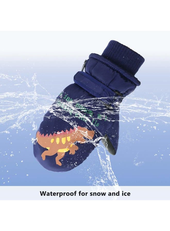 American Trends Toddler Snow Gloves Winter Kids Ski Glove Waterproof Mittens for Toddler Boys Girls Warm Mitten Gray Whale S(Fits 2-4 Years) - Image 3
