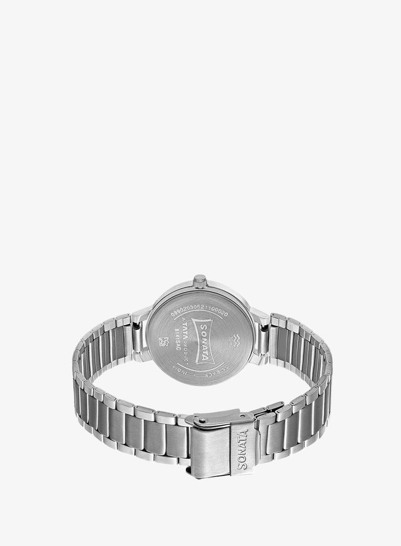 Sonata Round Shape Stainless Steel Chronograph Wrist Watch 8141SM13 - 32 mm - Silver - Image 3