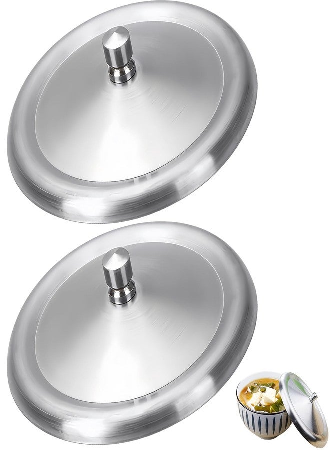 Bigwinyep 2Pcs Stainless Steel Cup Covers, 4.8Inch Coffee Mug Lid, Metal Tea Cup Cover, Universal Lid for Hot Tea Home Kitchen Camping, 12.3CM - Image 1