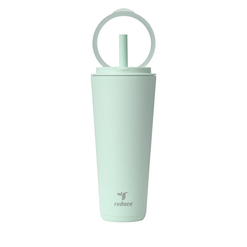 REDUCE Halo 32 oz Stainless Steel Vacuum Insulated Tumbler - Spill Proof Travel Mug with Flip Handle Lid - Keeps Drinks Cold for 32 Hrs - Dishwasher Safe - Cupholder Friendly - Sea Glass - Image 1