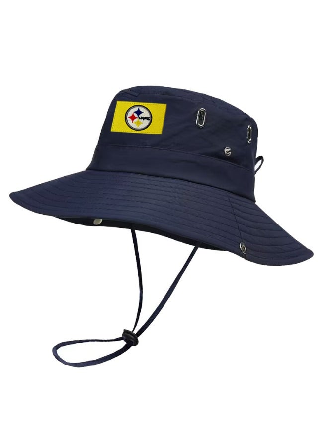 قبعة دلو بريم عريض من بيتسبرغ ستيلرز باللون navy مع حزام ذقن قابل للتعديل