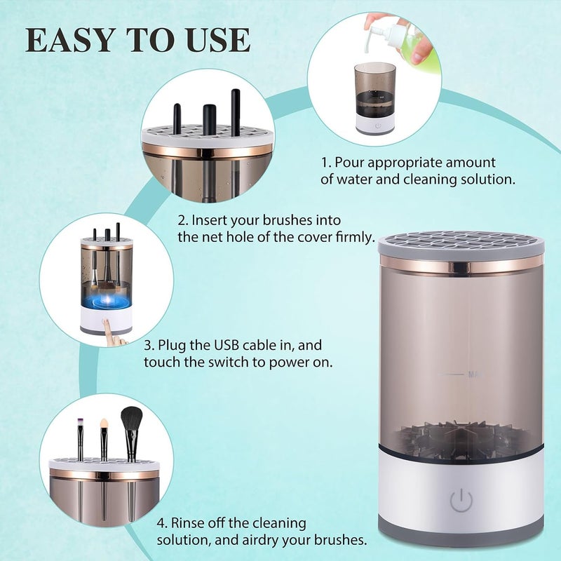 Calyrex Electric Makeup Brush CleanerMakeup Brush Cleaner Machine with Brush MatCosmetic Brush OrganizationDeep Cleaner Brush Spinner - Image 4