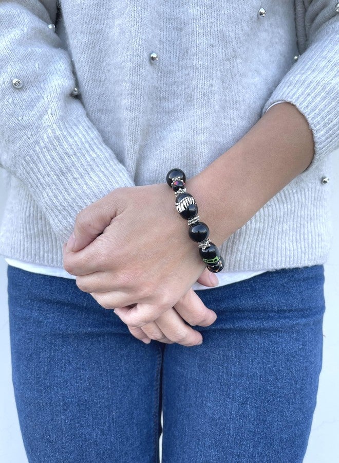 fiona Music Note Bracelet, Teacher Appreciation Recital Gift, Glass Beaded Bracelet, 1 pc (Black Music Instruments) - Image 2