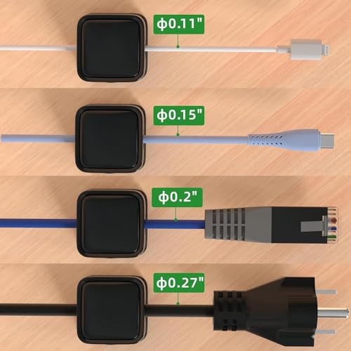 Xfopz 6 Pack Magnetic Cable Clips Cable Smooth Adjustable Cord Holder, Under Desk Cable Management, Adhesive Wire Holder Keeper Organizer for Home Office Desk Phone Car Wall Desktop Nightstand - Image 3