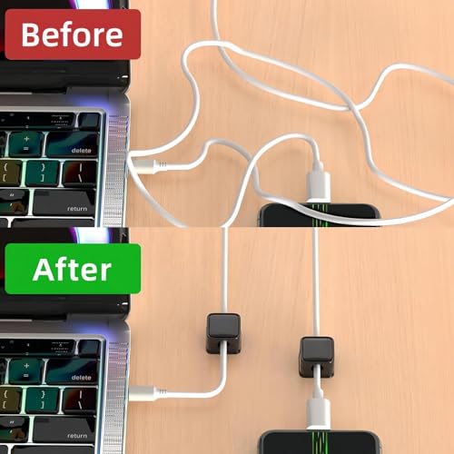 Xfopz 6 Pack Magnetic Cable Clips Cable Smooth Adjustable Cord Holder, Under Desk Cable Management, Adhesive Wire Holder Keeper Organizer for Home Office Desk Phone Car Wall Desktop Nightstand - Image 4