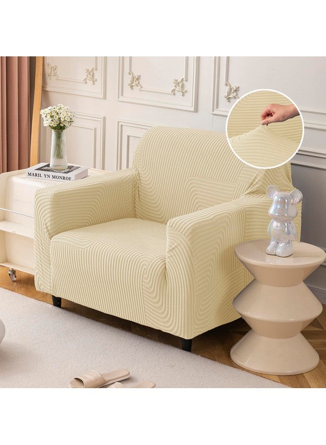 House of Quirk Universal Jacquard Waterproof Thickened Fabric Sofa Cover Soft Touching Cover for Couch Flexible Stretch Sofa Slipcover (One Seater, Beige) - Image 1