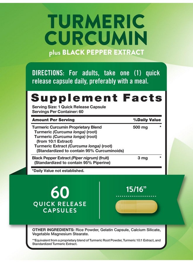 نايتشورز تروث مركب الكركمين والكركم من ناتشرز تروث، 500 ملغ بالإضافة إلى مستخلص الفلفل الأسود، 60 قرصًا - Image 2