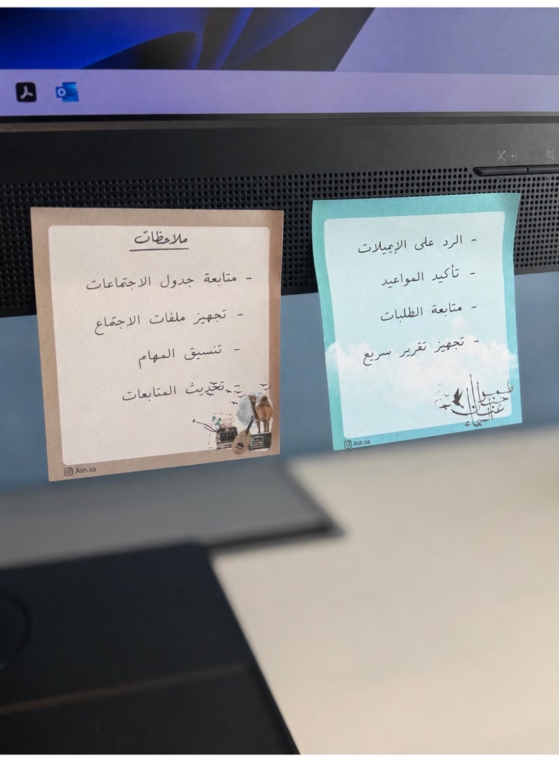 آش مجموعة ملاحظات لاصقة مبطنة مكونة من عبوتين، 100 ورقة ملاحظات لاصقة ملونة مع خطوط للاستخدام المنزلي في المكتب، بمثابة وسادات مذكرة - Image 2