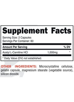 Bucked Up Acetyl L Carnitine 1000Mg Per Serving Supports Brain Function Essentials (60 Servings 120 Capsules)  - Image 3