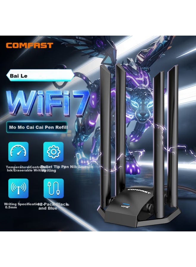 Comfast Cf-985be Tri-band 5g Gigabit Be6500 Gaming Driverless Wifi 7 Wireless Network Card For Desktop And Laptop, High-power Adapter - Image 1