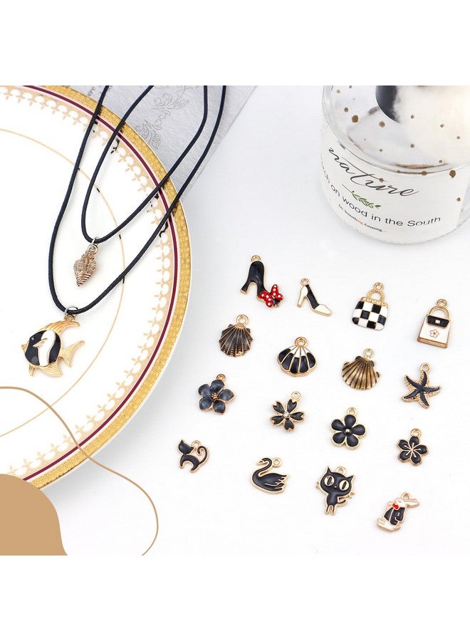 JIALEEY Assorted Gold Plated Enamel Charm Pendant Diy For Earrings Necklace Bracelet Jewelry Making And Crafting, Black 50Pcs - Image 3
